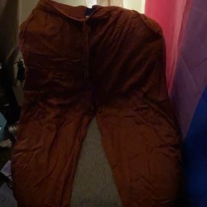 Burnt orange cargo satin pants